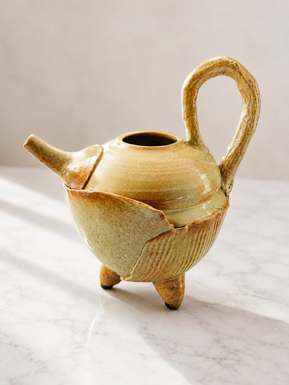 Handmade Ceramic Teapot Rustic Glazed Studio Pottery Artisan Sculptural Design